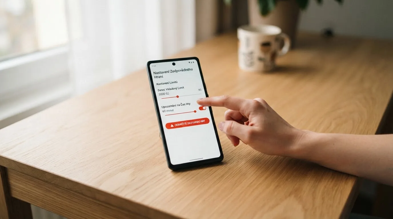 Ikony nástrojů zodpovědného hraní v českém online casinu — panic button, nastavení limitů, odkaz na RVO a linka pomoci