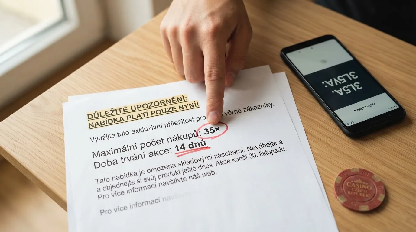 Zvýrazněné bonusové podmínky — číslo protočení 35× a datum platnosti 14 dnů
