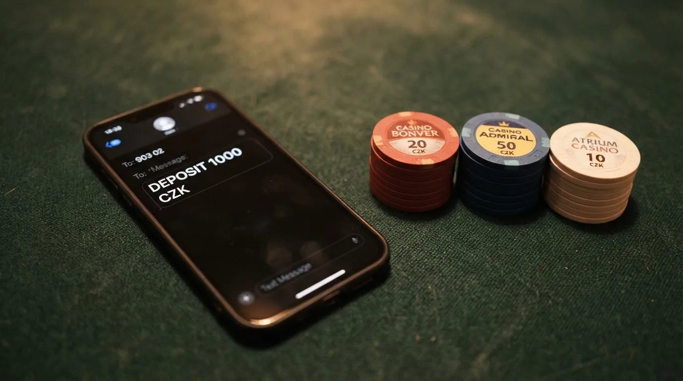 Grafické srovnání tří casin s přímým SMS vkladem — Tipsport, Chance a Maxa — se zvýrazněním typu SMS podpory a výše poplatků
